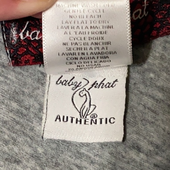 Vintage Y2K Baby Phat Flutter Sleeve T-Shirt Top Tie Back Grey Women’s Size M - Picture 6 of 6